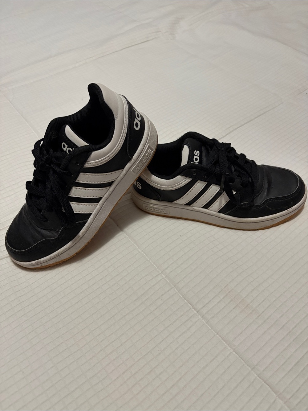 adidas Black and White Low-Top Sneakers with Three Stripes